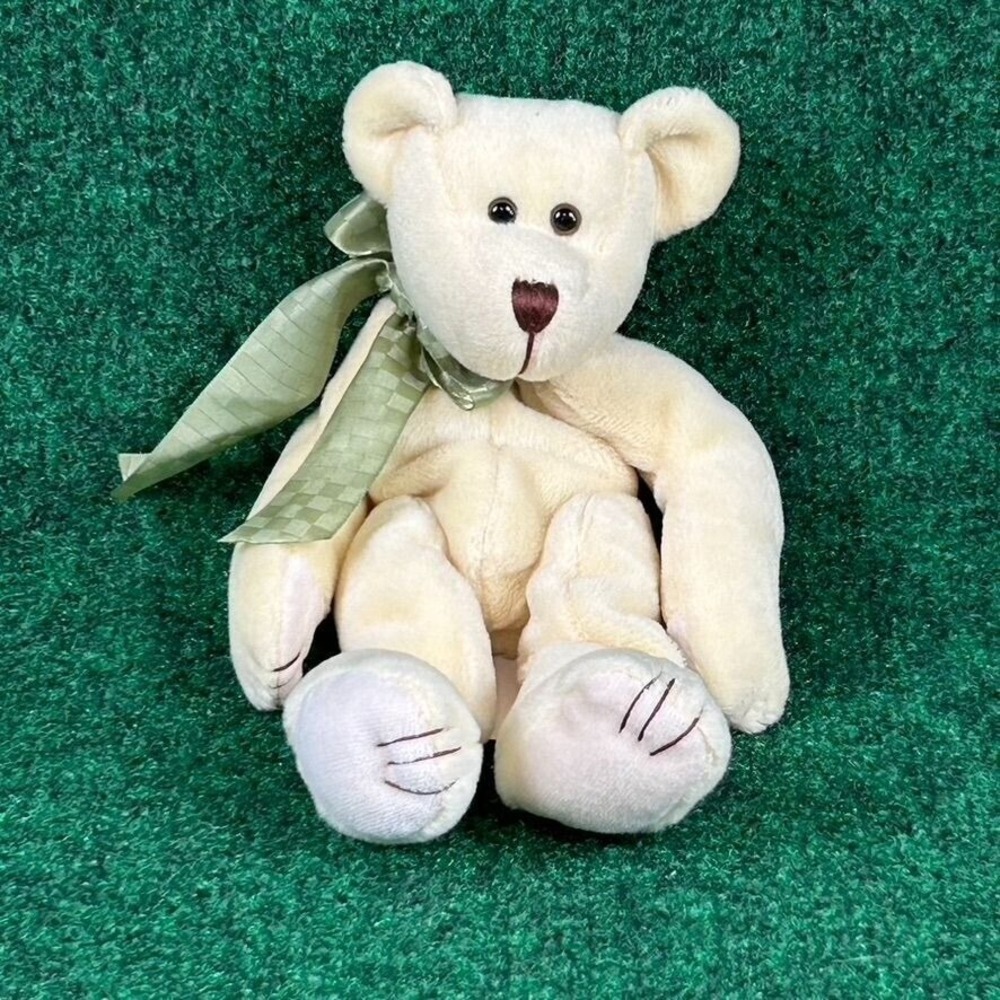 Boyds Bears Dilly McDoodle Plush Teddy‎ Bear Green Bow Cream Soft Collectible